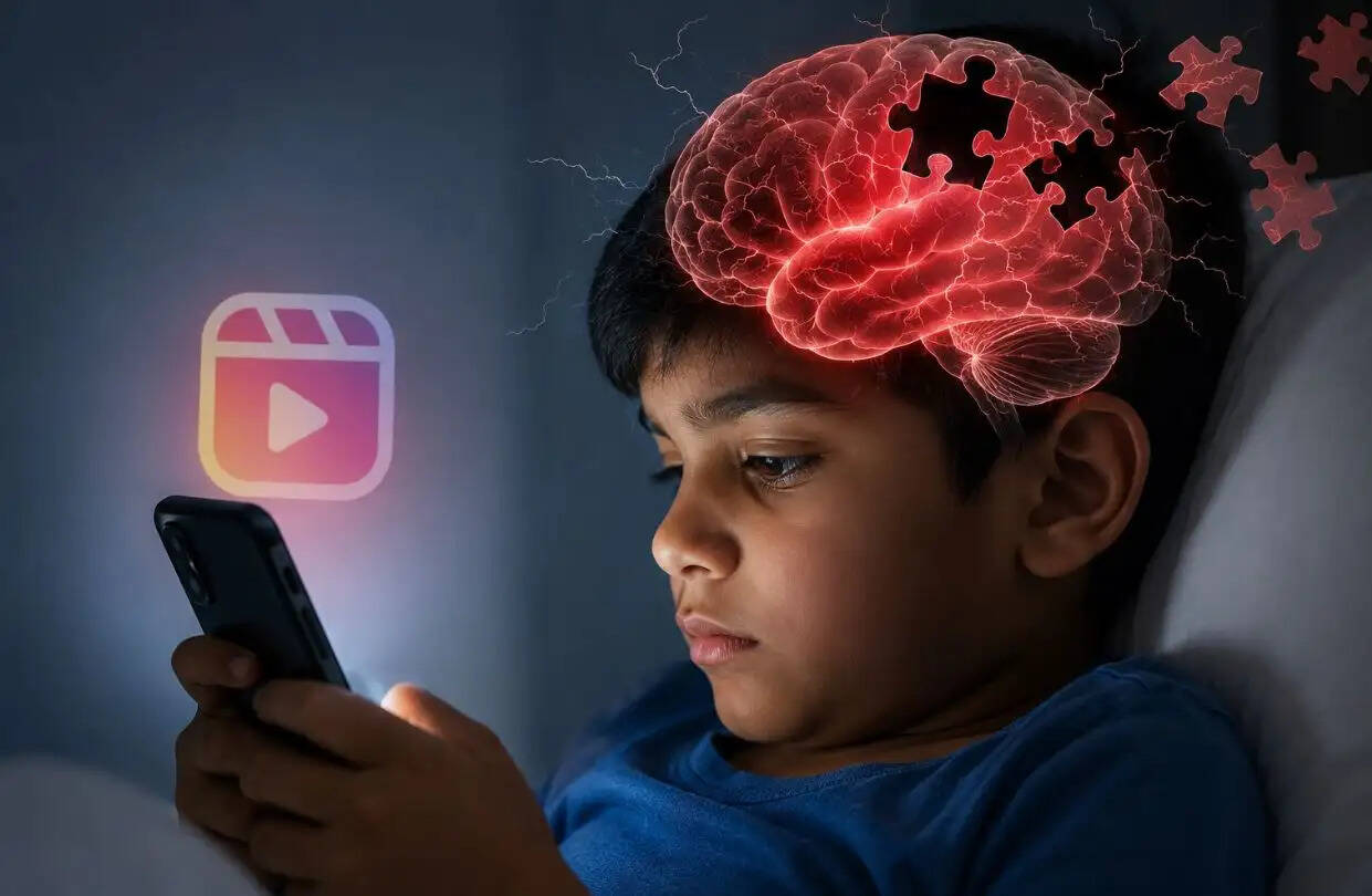 Children watching reels
